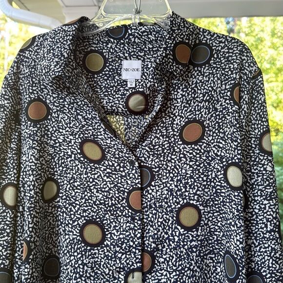 NIC+ZOE Button Down Shirt - Black and Orange Polka Dots - Picture 4 of 10